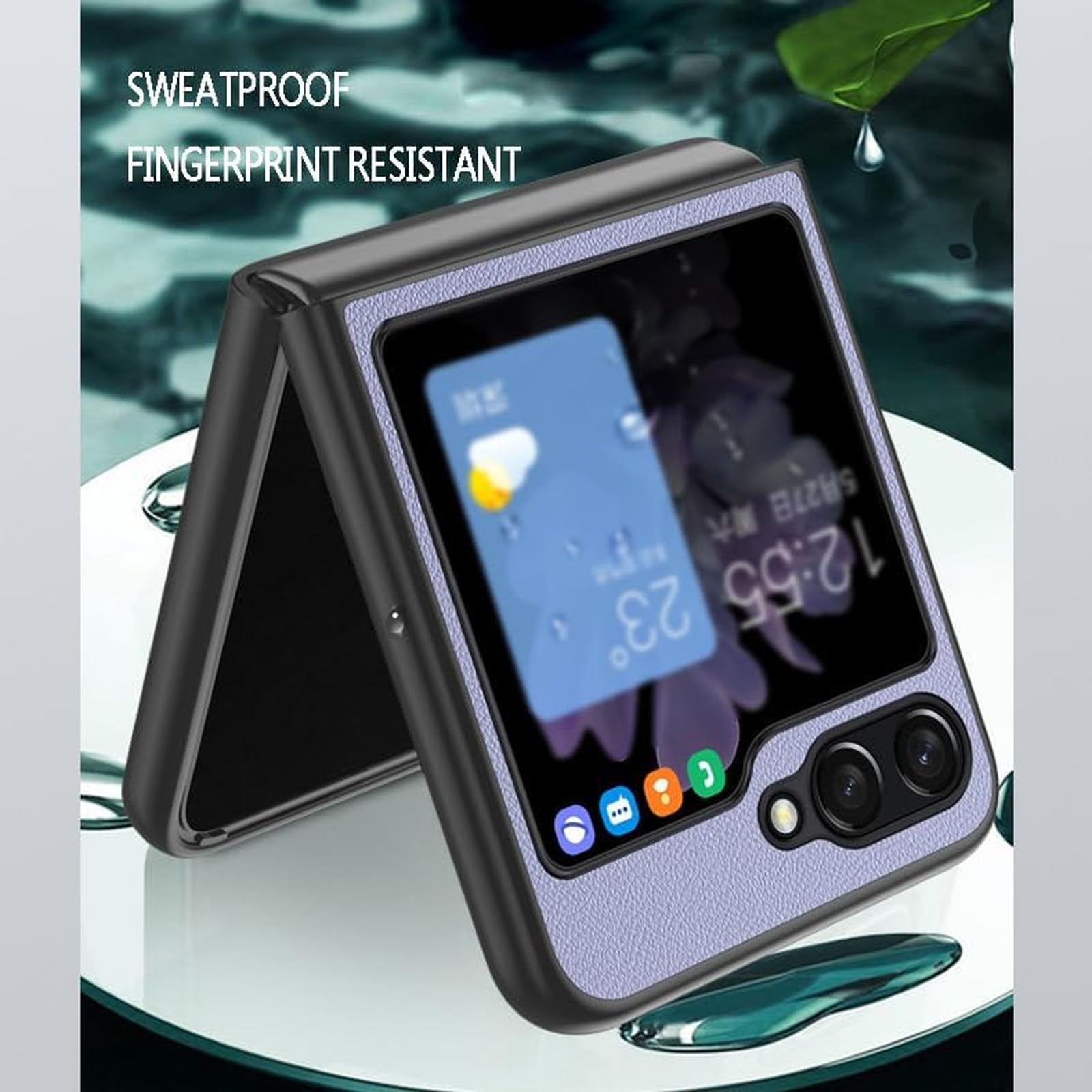 EKSED Custodia per Samsung Galaxy Z Flip 5, Premium Pelle Slim Fit Protettiva Antiurto AntiGraffio Cover Telefono Anti Impronte Digitali