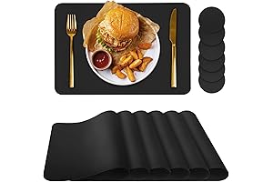 Set of 6 Placemats and Coasters for Dining Table, Kitchen, Patio