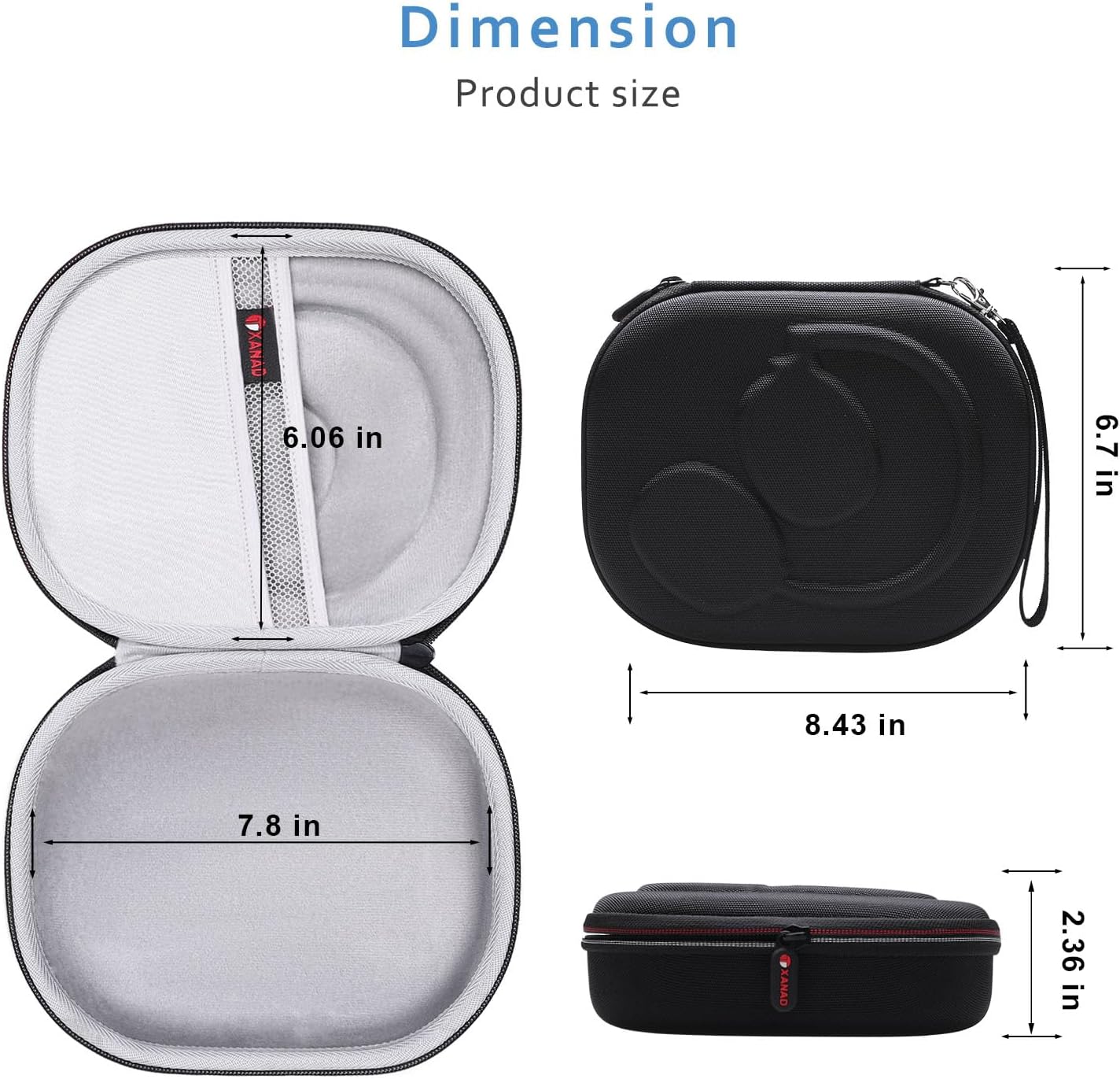 XANAD Hard Case Compatible with JBL Live or Tune Headphone,Fit for JBL Live 770NC/660NC/650BT/460NC/670NC or JBL Tune 510BT / 770NC/710BT/720BT/760NC/700BT/520BT Bluetooth Wireless Headphones(Gray) - Image 4