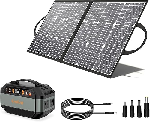 GOFORT Estación de energía portátil de 330 W, 299 Wh80850 mAh y 100 W 18 V Panel solar portátil incluido compatible con teléfonos portátiles,