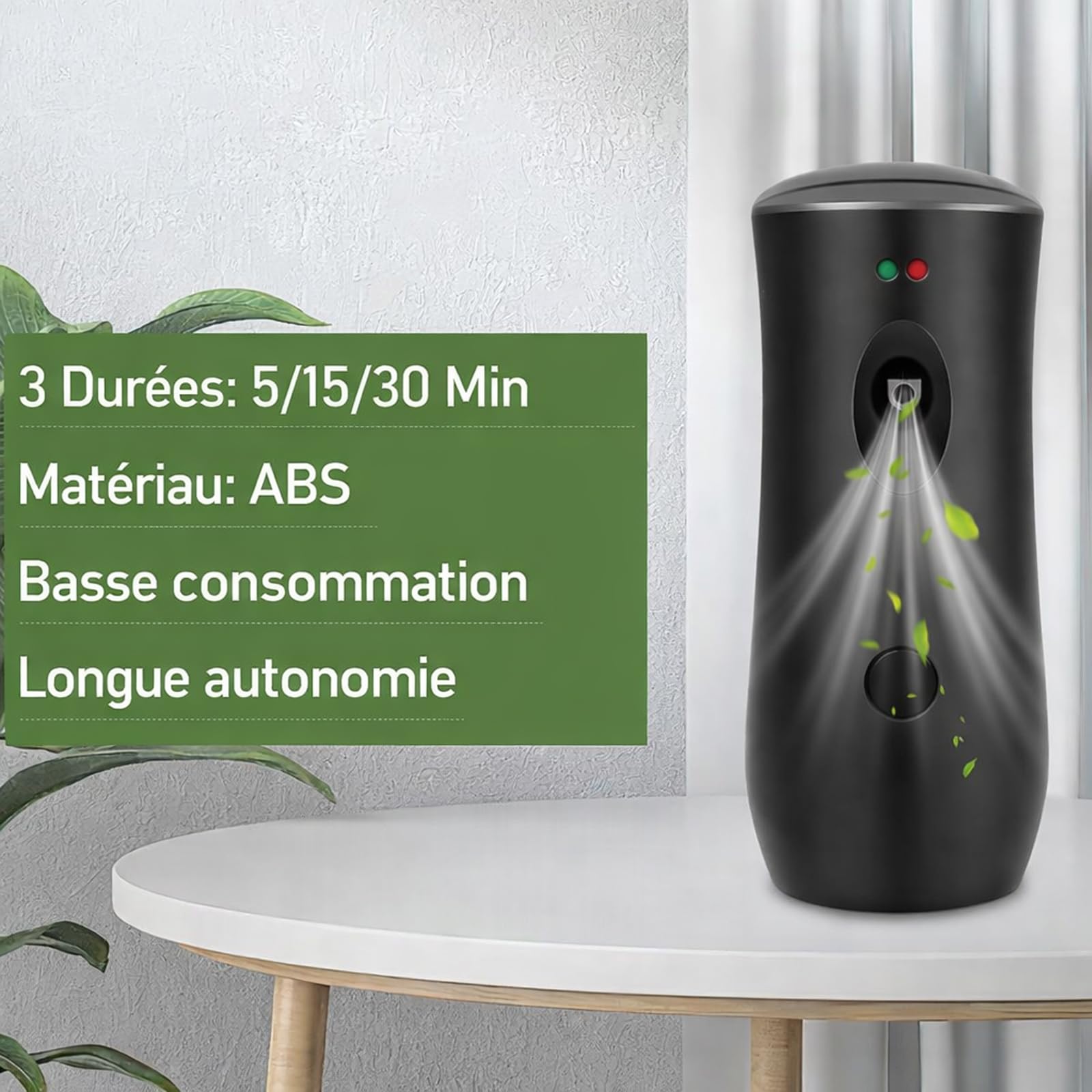 Lot de 6 Diffuseurs Automatiques de Parfum – Distributeurs d’Aérosol pour Recharges 300 ML – Programmables (5/15/30 Min) – Montage Mural ou Pose Libre pour Salle de Bain, Bureau et Hôtel – Noir