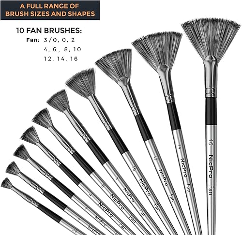 Miniatura 5 de Nicpro Juego de 10 pinceles de pintura para artistas, juego de pinceles de nailon suave antidesprendimiento, mango corto de madera para acuarela