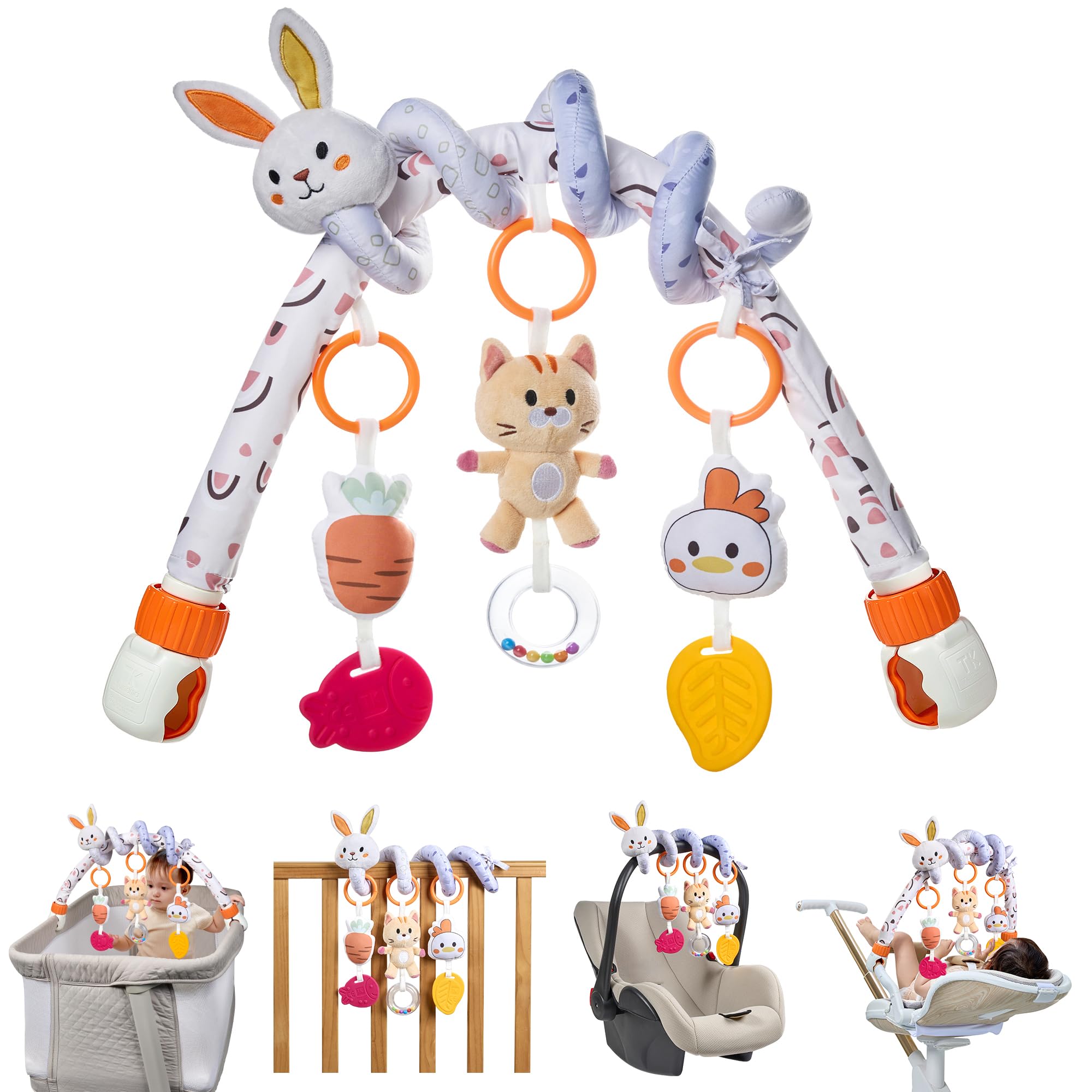 TUMAMA KIDS Cochecito Juguete Actividad Espiral Juguete 0-12 Meses para Cuna y Silla de Bebe