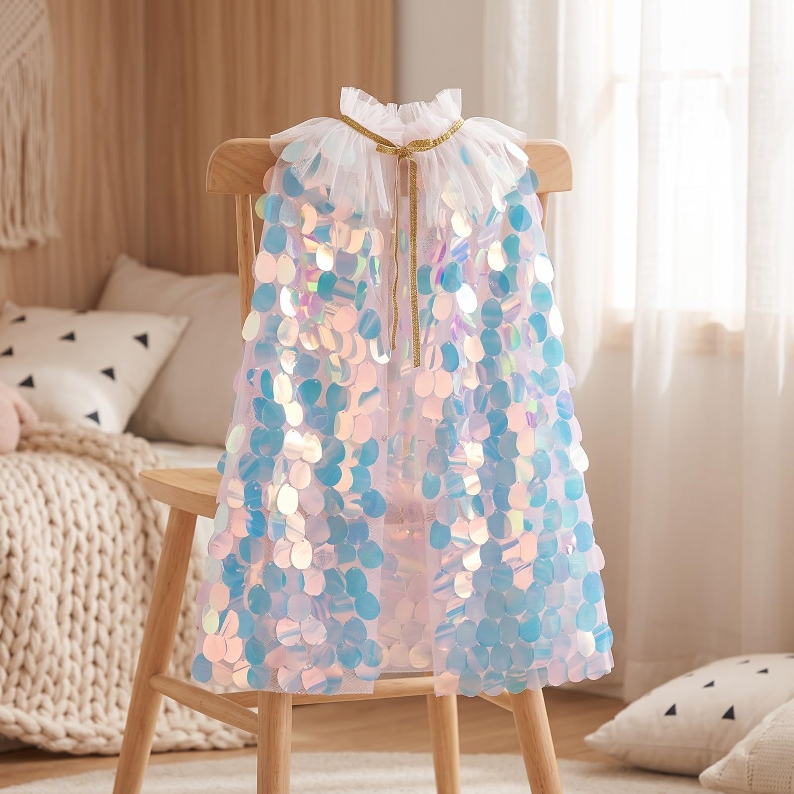 Cape Sirène en Tulle Costume, Large Paillette