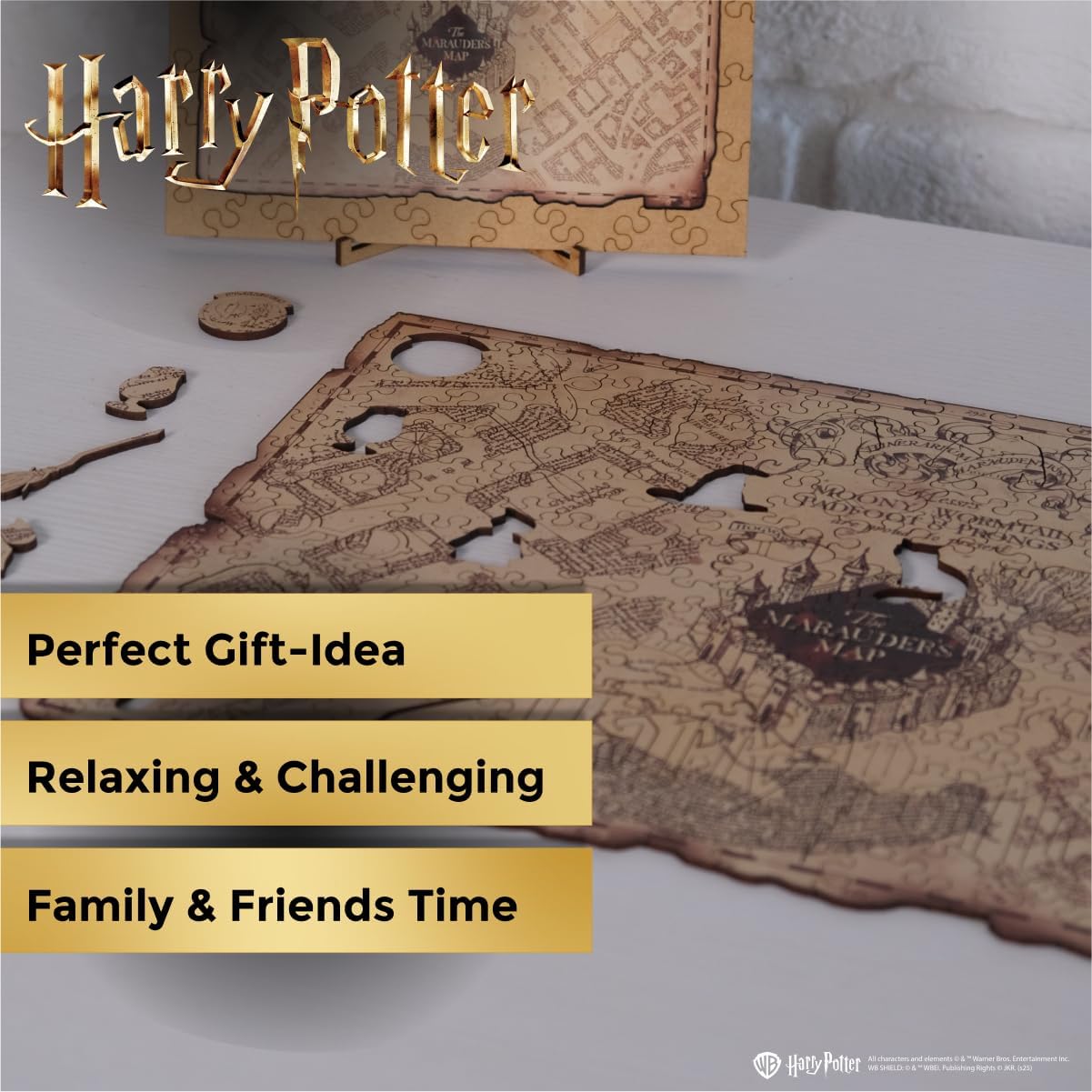Harry Potter Wooden Jigsaw Puzzle – Marauder’s Map Edition – Officially Licensed Puzzle with Thematic Pieces – Vibrant UV Print – Gift for Fans of the Wizarding World (XXL)