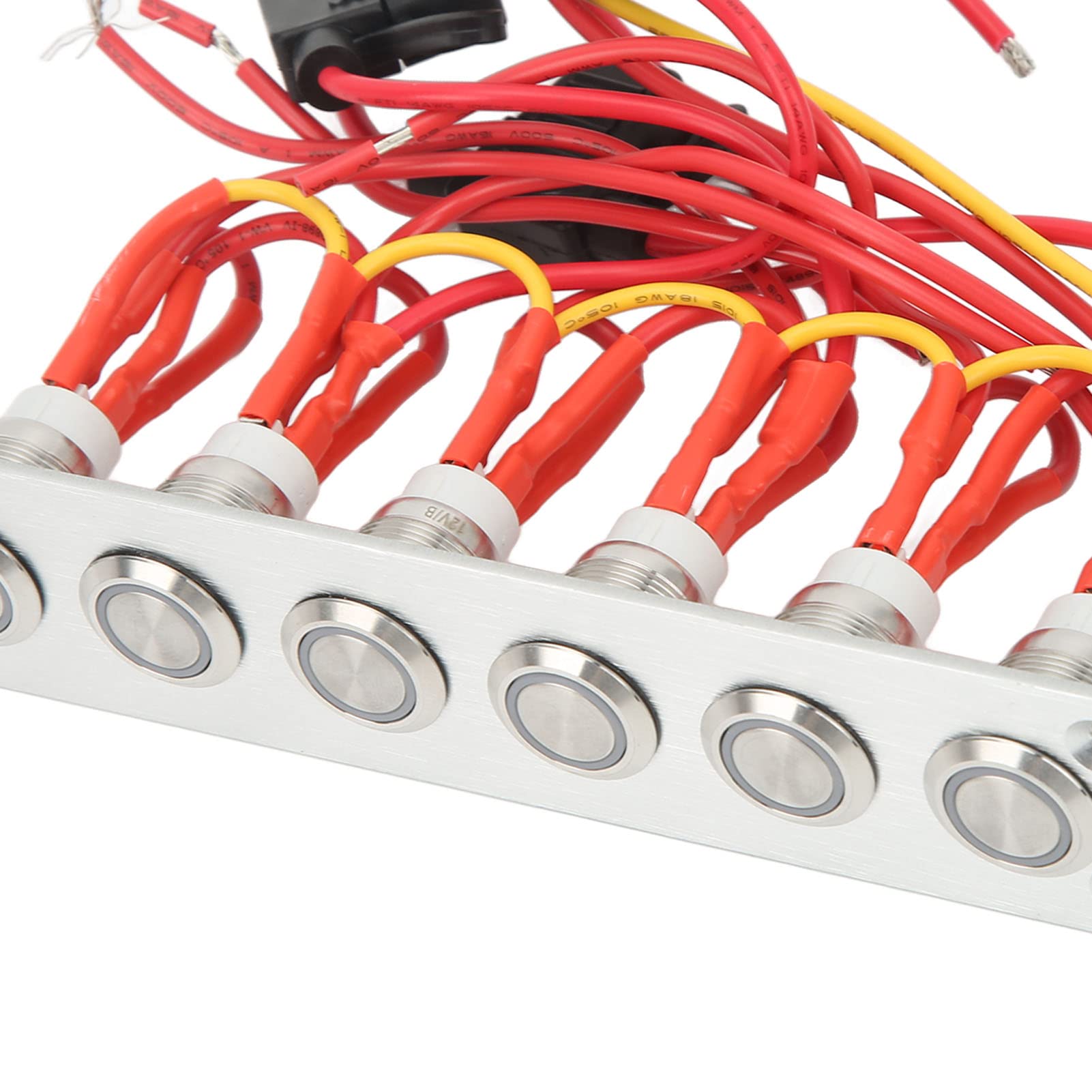 Panneau de Commutateur de Bateau Marin Aramox, Panneau de Commutateur à Bouton-poussoir 6 Gangs pré-câblé avec Lumières LED Bleues pour Système de Voiture RV Yacht 12V DC