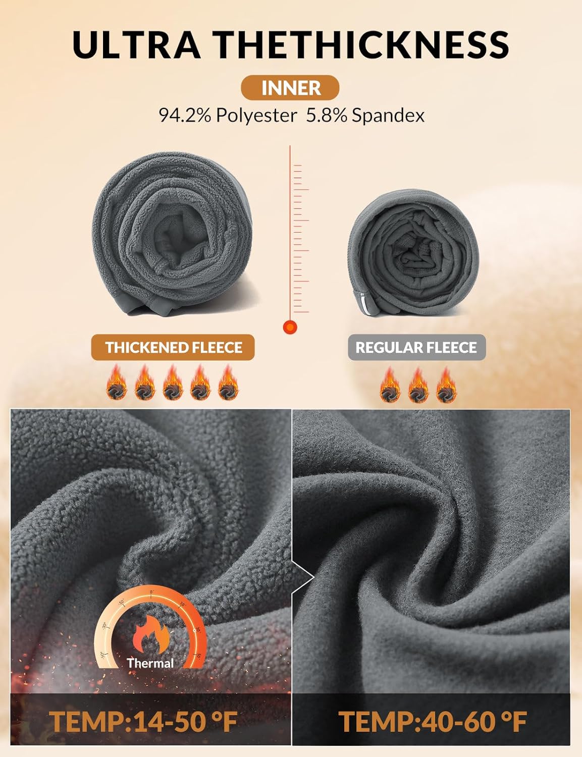 baleaf Women's Thick Fleece Lined Leggings Winter Snow Pants Warm Thermal High Waisted Ski Legging - Image 3