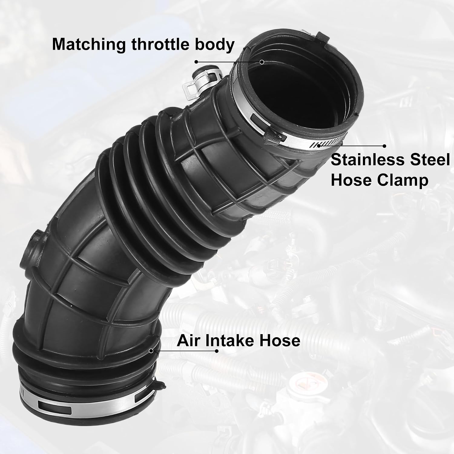 17228R42A00 Engine Air Intake Hose Tube with Clamps for Honda Accord 2.4L 3.5L 2008-2012 Rubber Intake Filter Tube for Honda Crosstour 2.4L 2012-2015