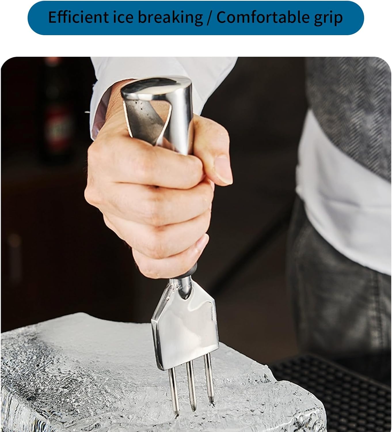 BORDSTRACT Ice Chipper, Zinc Alloy Ice Crusher Stick with Professional Design, Food Grade Metal Ice Pick for Bar and Kitchen(A)
