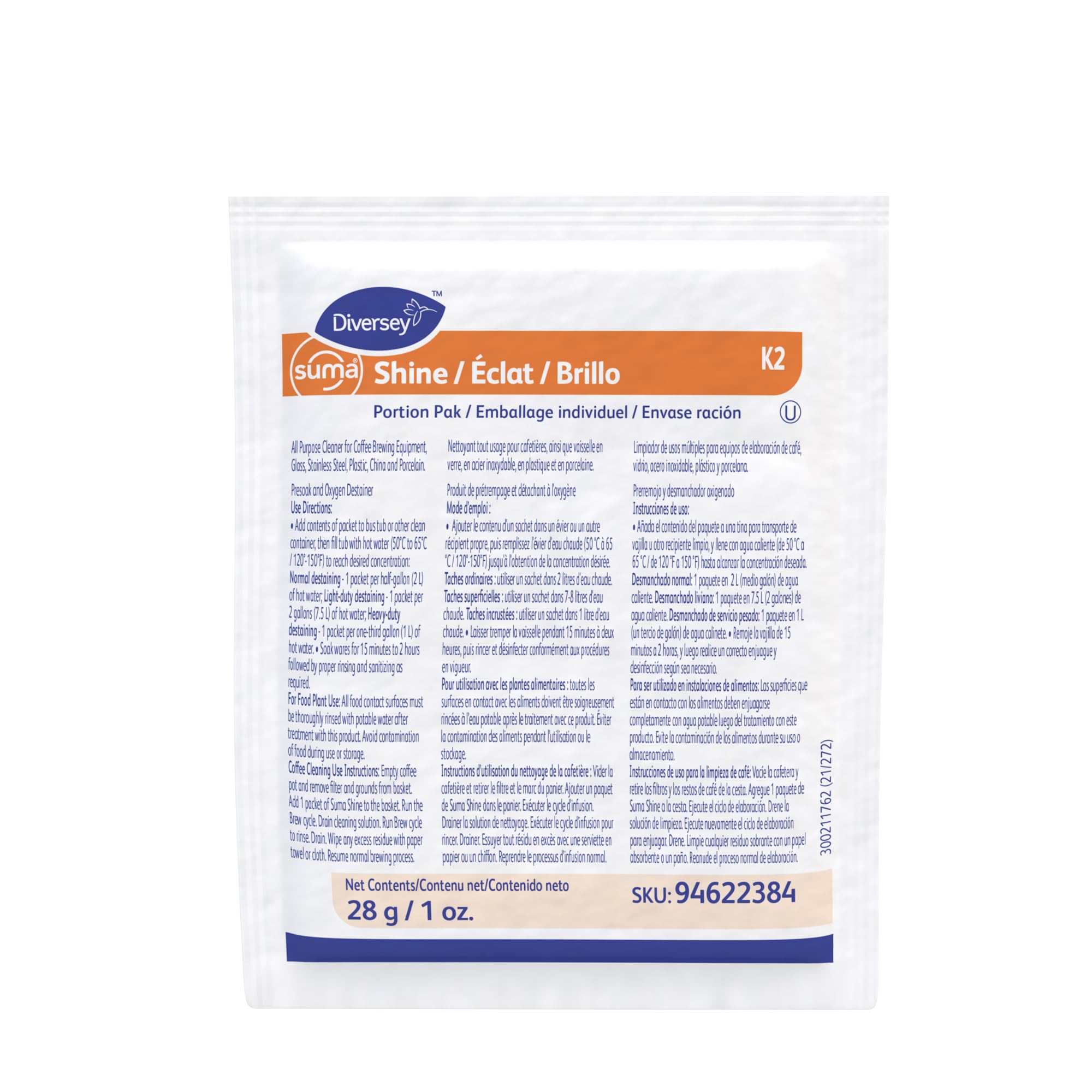 Sponsored Ad - 94622384 Suma Shine Oxygen Stain Remover, All Purpose Cleaner for Coffee & Tea Stains, Concentrated Powder Portion Pak, 1-Ounce (Pack of 100)