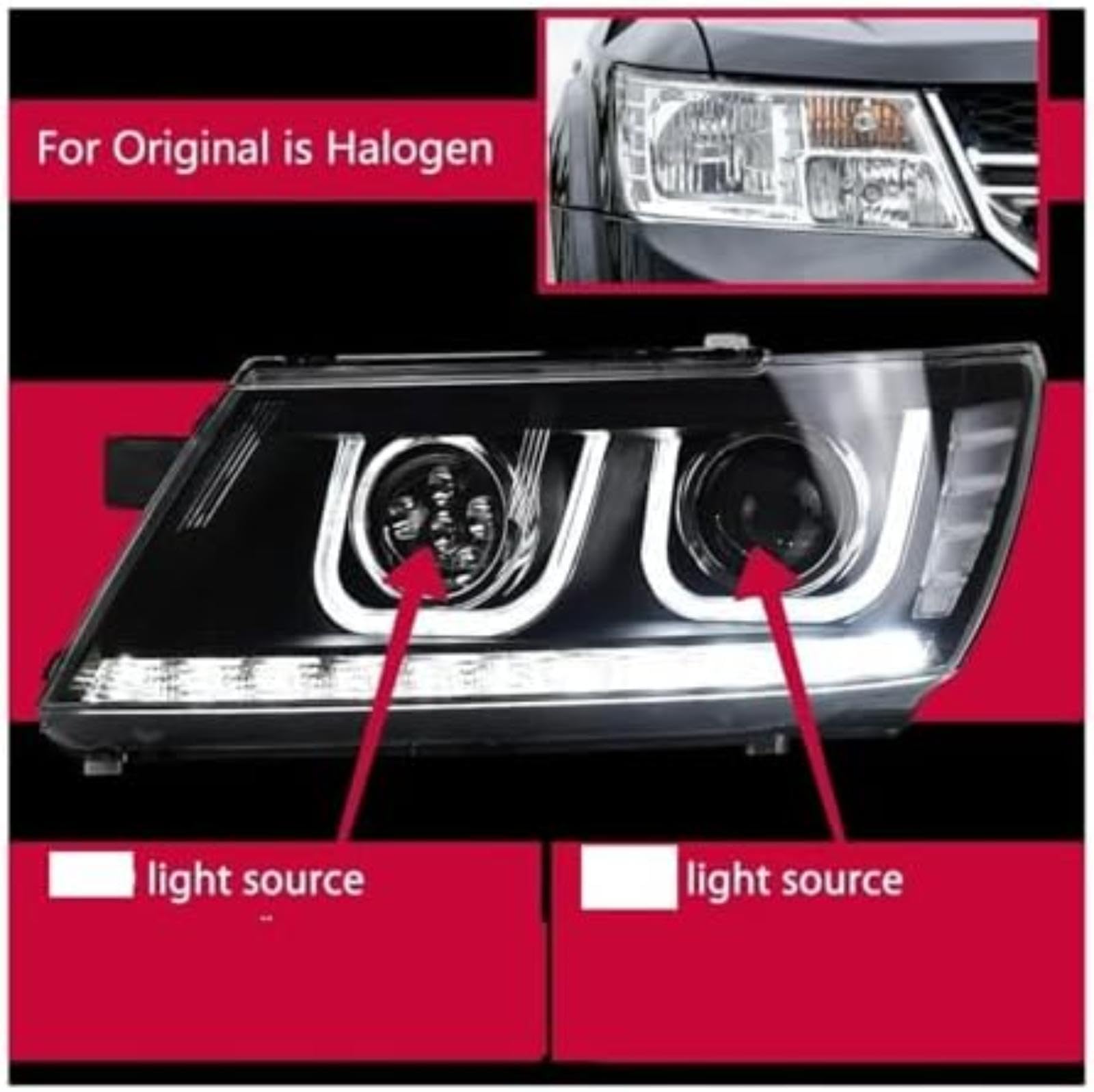 Dla DODGE, dla reflektorów dla Journey 2009-2016 światła samochodowe lampa czołowa Drl soczewki projektora przednie lampy samochodowe reflektor włączony kierunkowskaz Lampka