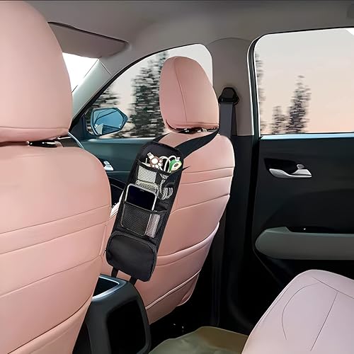 Miniatura 7 de QUICTO 2 bolsas colgantes de almacenamiento para asiento de automóvil organizador lateral de asiento multibolsillo bolsillo de red de malla de