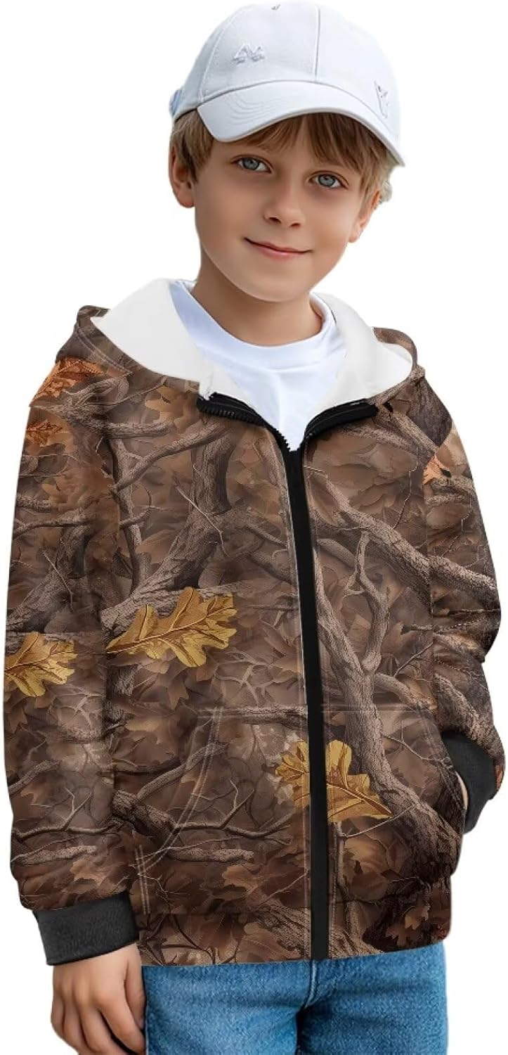 Kids Boys Zip Up Hoodie Size 6-16Y Graphic Hoodies Sports Hooded Sweatshirts Boy Long Sleeve Sweatshirt with Pocket