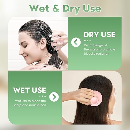 Miniatura 3 de Cepillo masajeador de cuero cabelludo, cepillo de silicona para el crecimiento del cabello y eliminación de la caspa, cepillo de champú para el