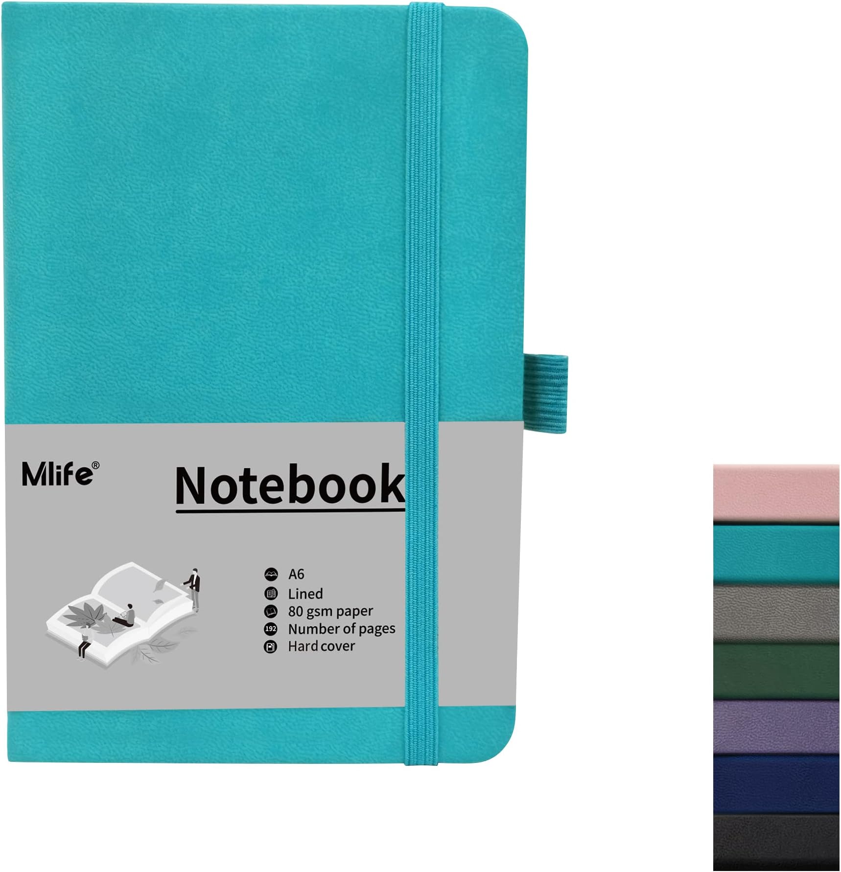Mlife A6 Small Journal Notebook, Lined Pocket Notebook with Pen Holder, Hardback, 192 Pages, 3.9 inches * 5.5 inches - for Women and Men (Pastel Aqua Marine)
