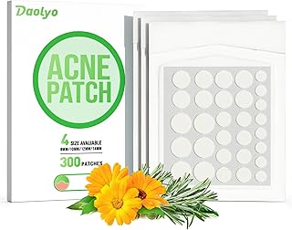 Pimple Patches, 4 Size 300 Counts Invisible Acne Patches, Hydrocolloid Patches for Covering Zits and Blemishes, Spot Stickers with Salicylic Acid, Tea Tree Oil & Calendula Oil