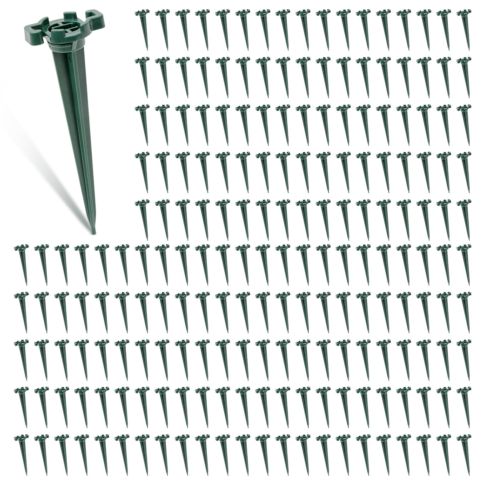 CEWOR 200pcs Christmas Yard Stakes, 4.5 Inch Plastic Light Stakes C7 C9 Light Stake Universal Light Stakes for Outdoor Holiday Lights Use on Garden Lawn Patio Path Walkway (Green)