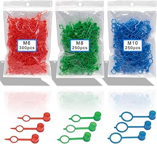 Boeray 800pcs M6 M8 M10 Polyethylene Plastic Oil Grease Gun Zerk Fitting Dust Cover Cap Cover Assortment Kits,Red Blue Green