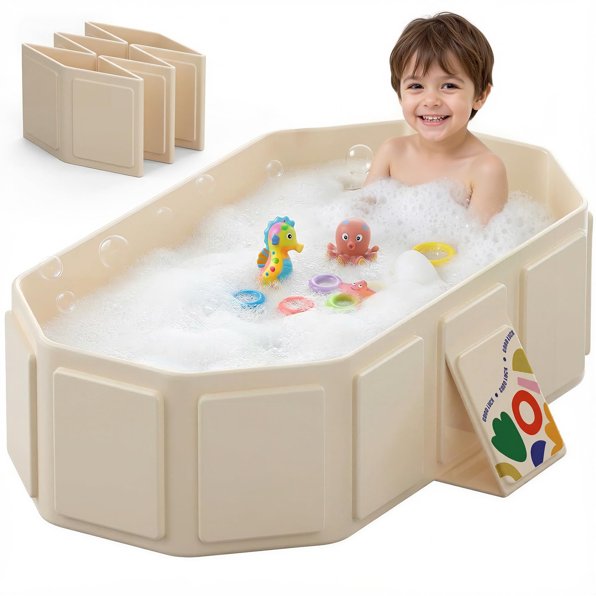 Collapsible Baby Bathtub for Newborn to Toddler Foldable Toddler Bathtub with Drain Plug Non-Slip Portable Infant Bath Tub