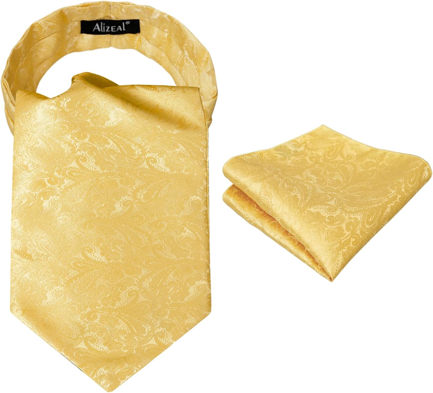 Alizeal Mens Self-tied Cravat Tie Ascot and Pocket Square Set