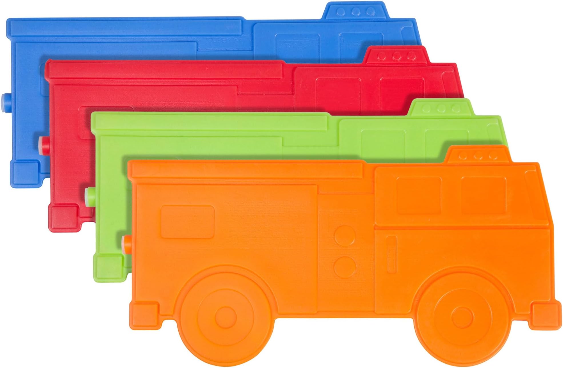 Kids Ice Packs (4 Pack) – Slim, Reusable, Keeps Lunch Cool for School/Travel - Fire Truck