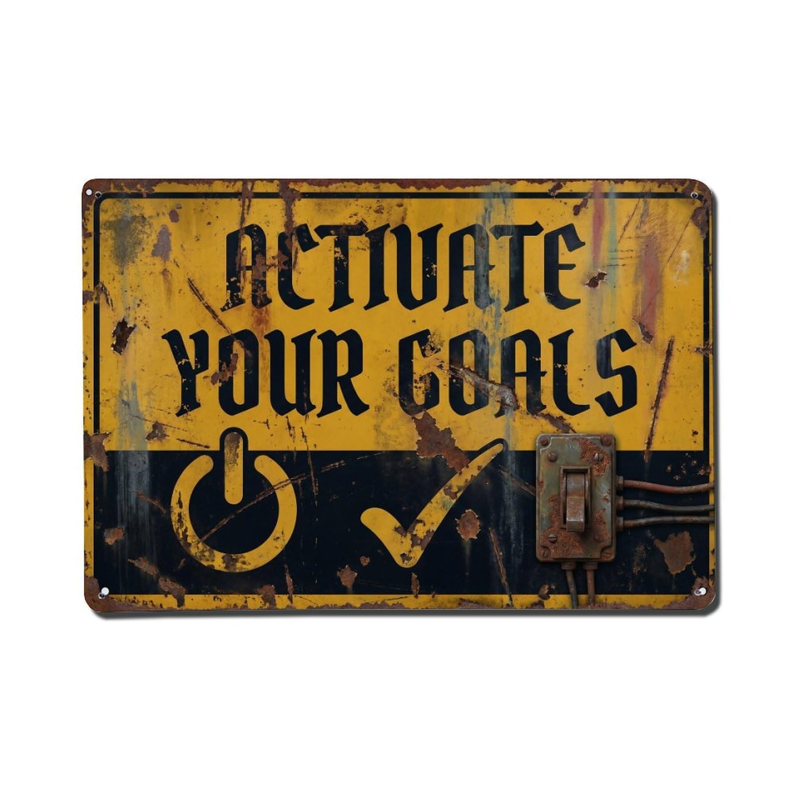 Activate Your Goals Achievement Retro Motivational Slogans Vintage Metal Tin Sign Wall Decor for Cafe, Club, Garden Metal Poster 8x12Inch