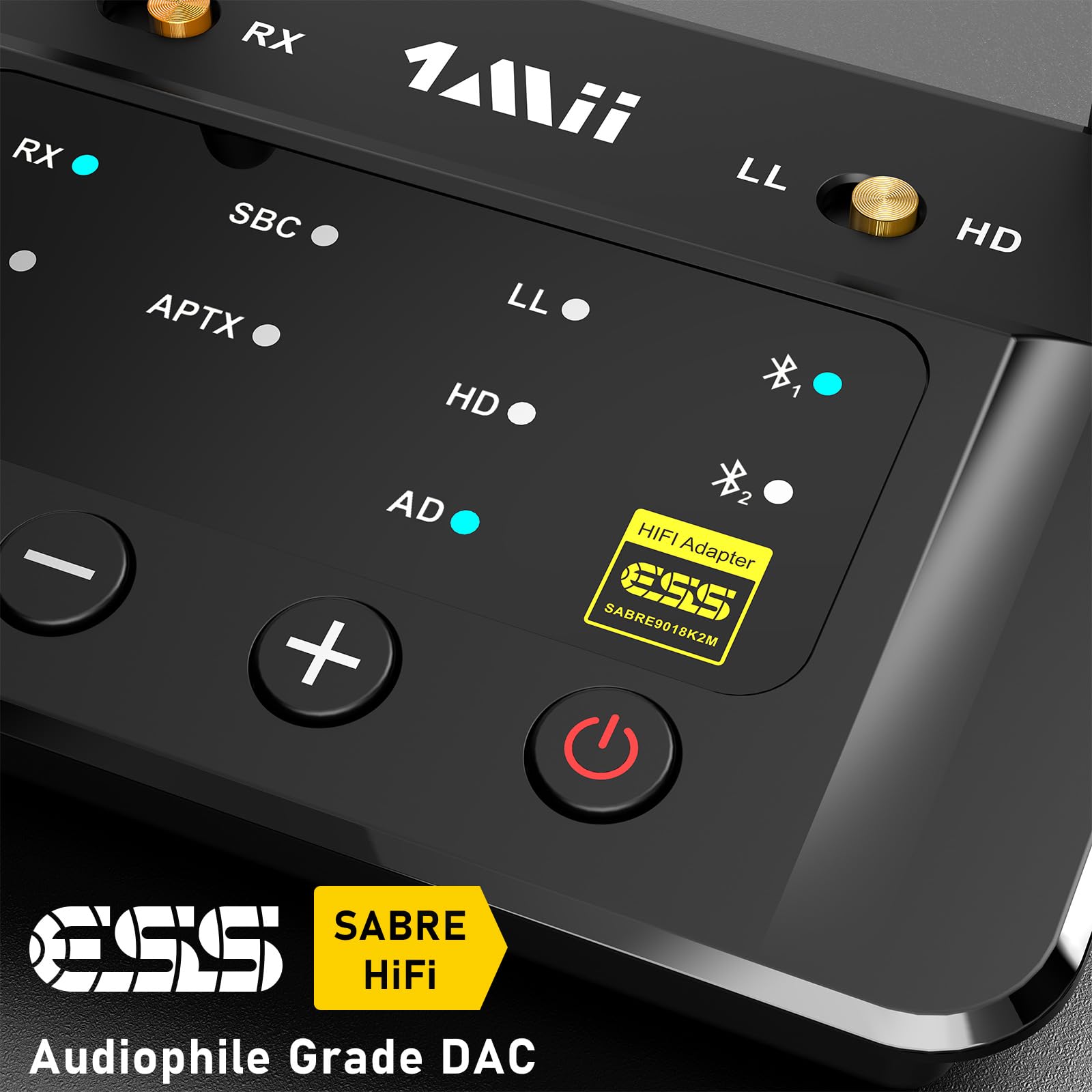 1Mii B03Pro Transmetteur Récepteur Bluetooth avec DAC Audiophile,aptX HD,Adaptateur Audio Bluetooth 5.3 Longue Portée pour Stéréo Domestique, TV, Dual Link, Entrées/Sorties RCA Optiques 3,5 mm