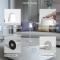 Vista 7 de Paquete de 2 lámparas de mesa inalámbricas, lámpara de escritorio recargable de 5000 mAh, luz nocturna LED regulable de 3 niveles para dormitorio