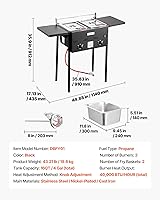 Vista 7 de VEVOR Freidora de propano para exteriores, freidora comercial de doble quemador, cocina de acero inoxidable de 16 cuartos de galón con cestas