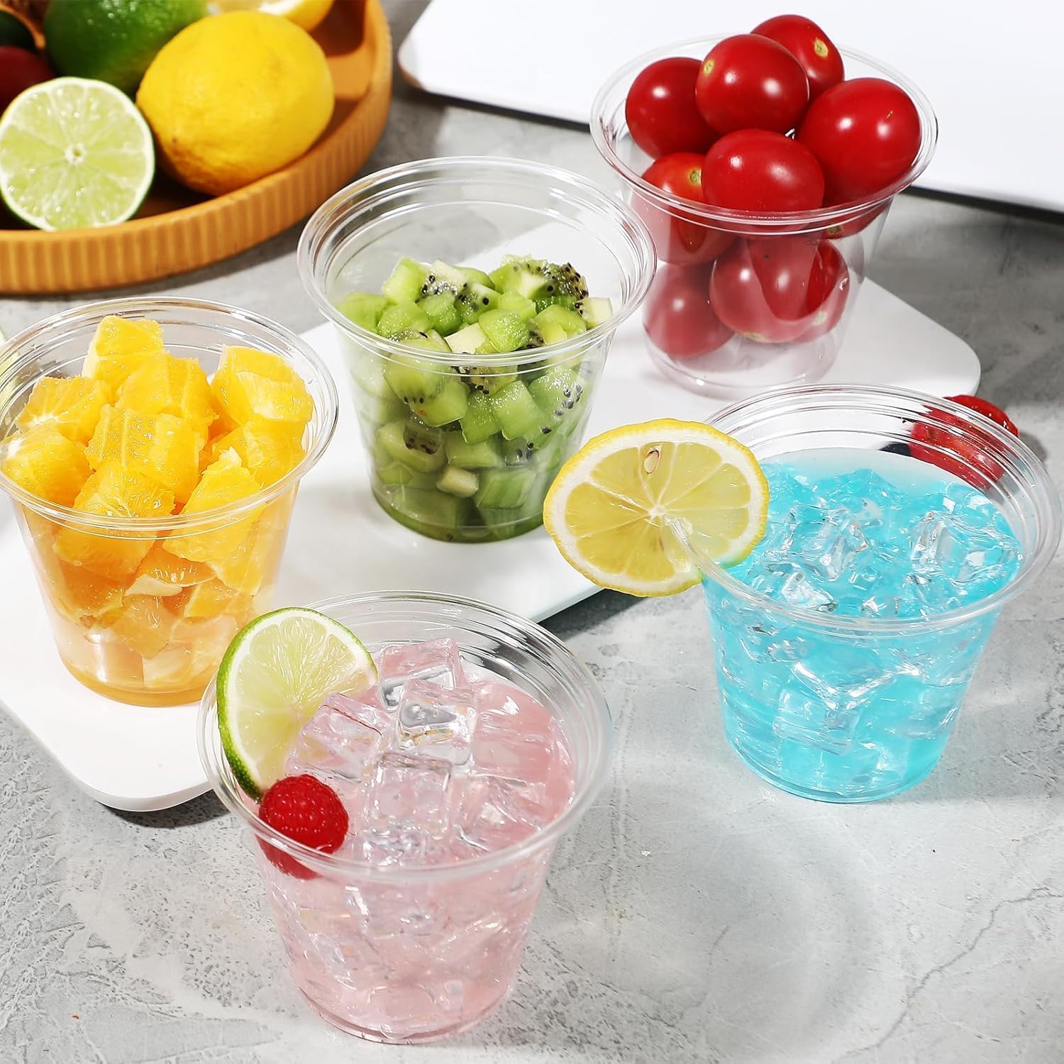 BYSNOW 100 Pack 9 oz Clear Plastic Cups, Disposable Cups for Party, Sturdy & Food Safe Plastic Wine Cups for Cocktail, Juice, Punch (9oz 100pack)