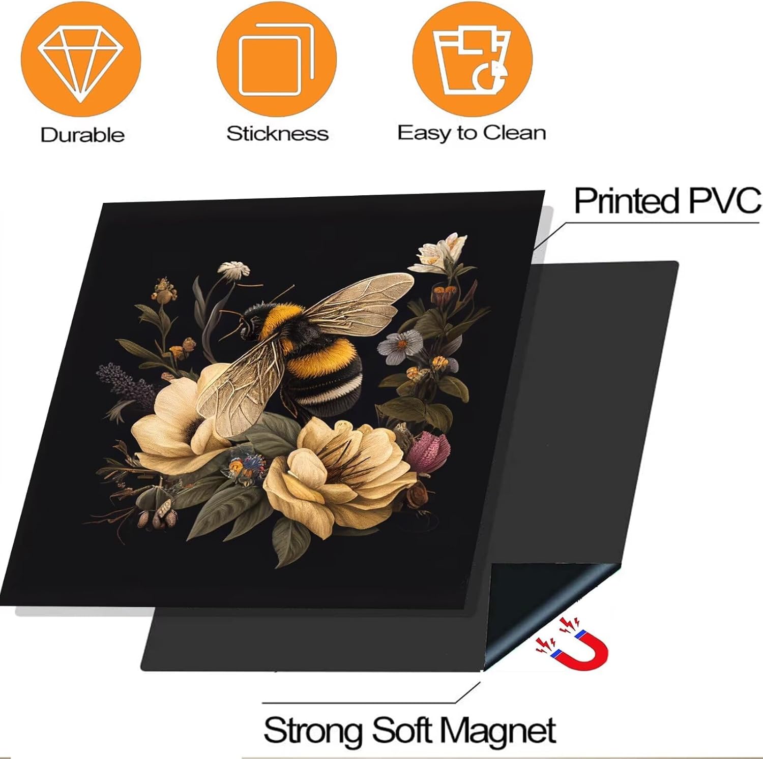 Country Bee Rustic Floral Bee Dishwasher Magnet Cover Panel Decals Refrigerator Magnetic Skin Vinyl Sticker Farmhouse Flowers Kitchen Art Decorative Cover