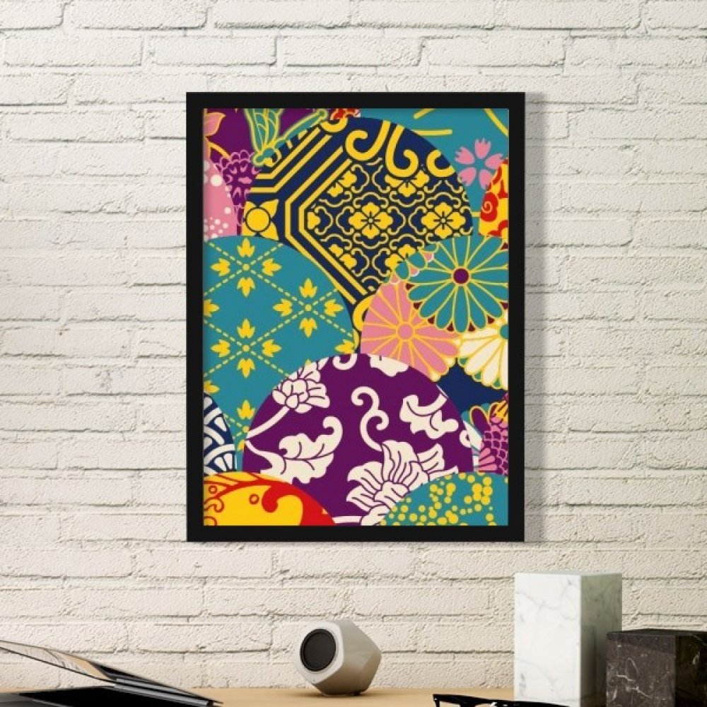 Peintures estampes style japonais et cadre noir d'art pour décoration murale raffinée