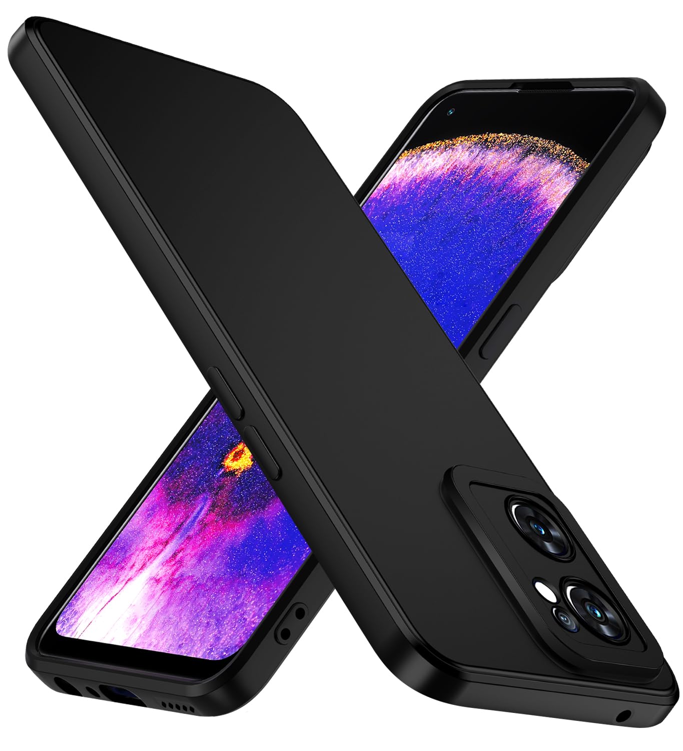 Custodia WEIOU Per OPPO Find X5 Lite, Antiurto TPU E PC, Con Anello Girevole 360° E Supporto Magnetico, Nera