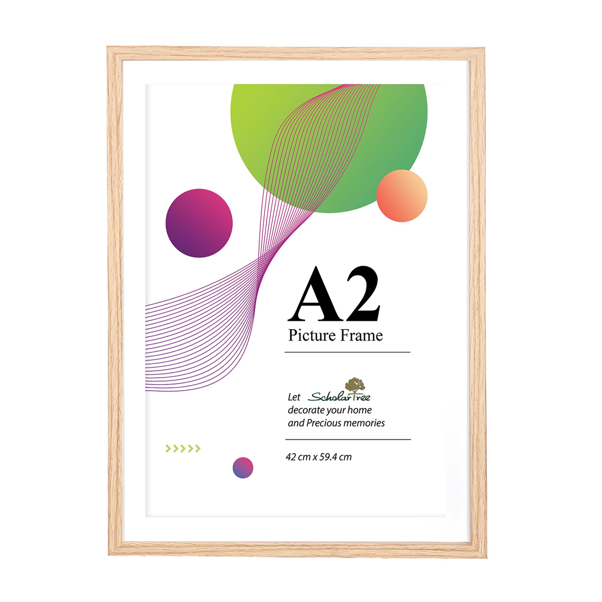Scholar Tree A2 Picture Frame-1 Pack Oak Photo Frame, A2 Frames 42 x 59,4cm