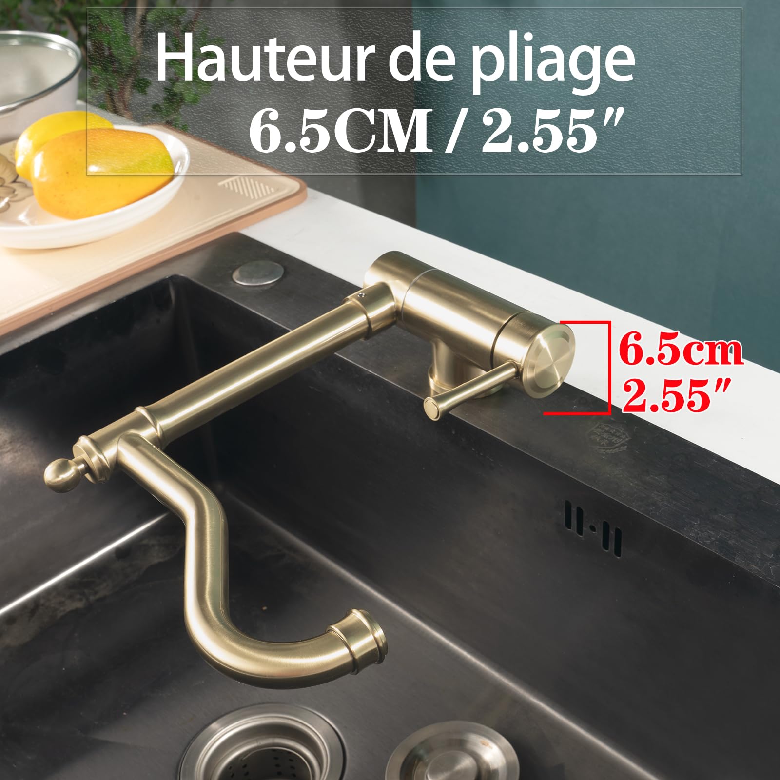 Robinet Cuisine Rabattable Vintage Doré Mitigeur Rabattable Sous Fenetre Or | Robinet Cuisine Retro, Robinet Cuisine Rabattable Sous Fenetre, Conçu pour résoudre le problème d'ouverture de la fenêtre