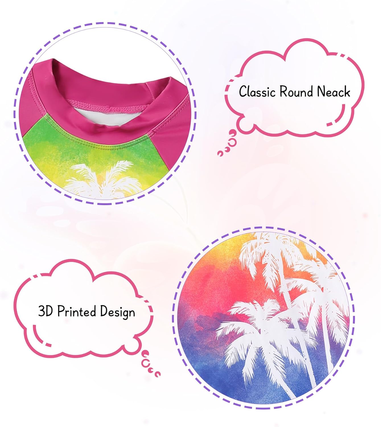 Vogseek 4-10T Girls Rashguard 2 Pieces Long Sleeve Swimsuit Swimwear with Shorts - Image 3