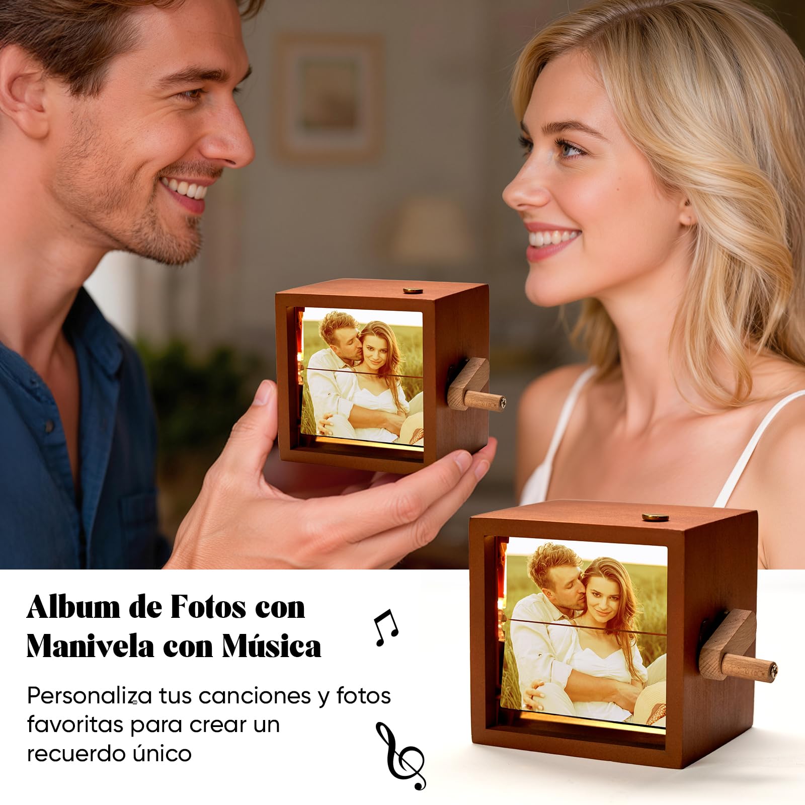 Album Fotos Personalizado con Manivela Luz Led Marco de Libro de Fotos Animación Regalos