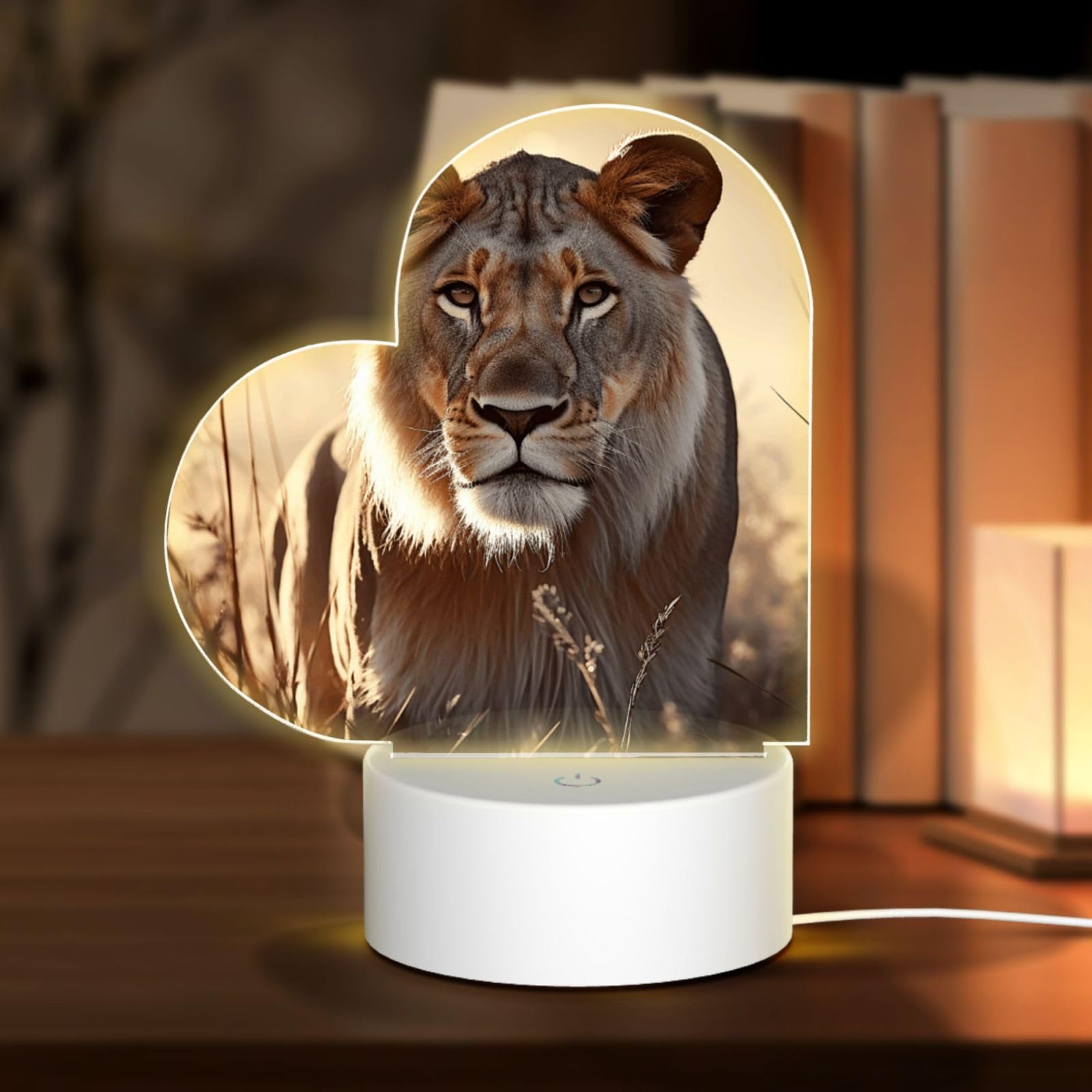 3D Night LED Light Lamp Bases Acrylic Love Lamps Female Lion Night Light LED Bedside Lamp Acrylic Table Lamps Valentine's Day Thanksgiving Birthday Personalized Gifts for Women Men Couple