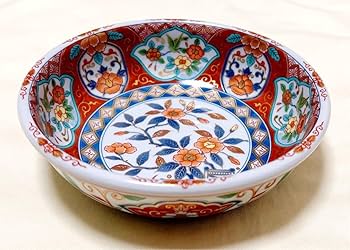 Amazon.co.jp: 前畑陶器 美濃焼 庫山窯 古伊万里 染錦花文 中鉢 お菓子