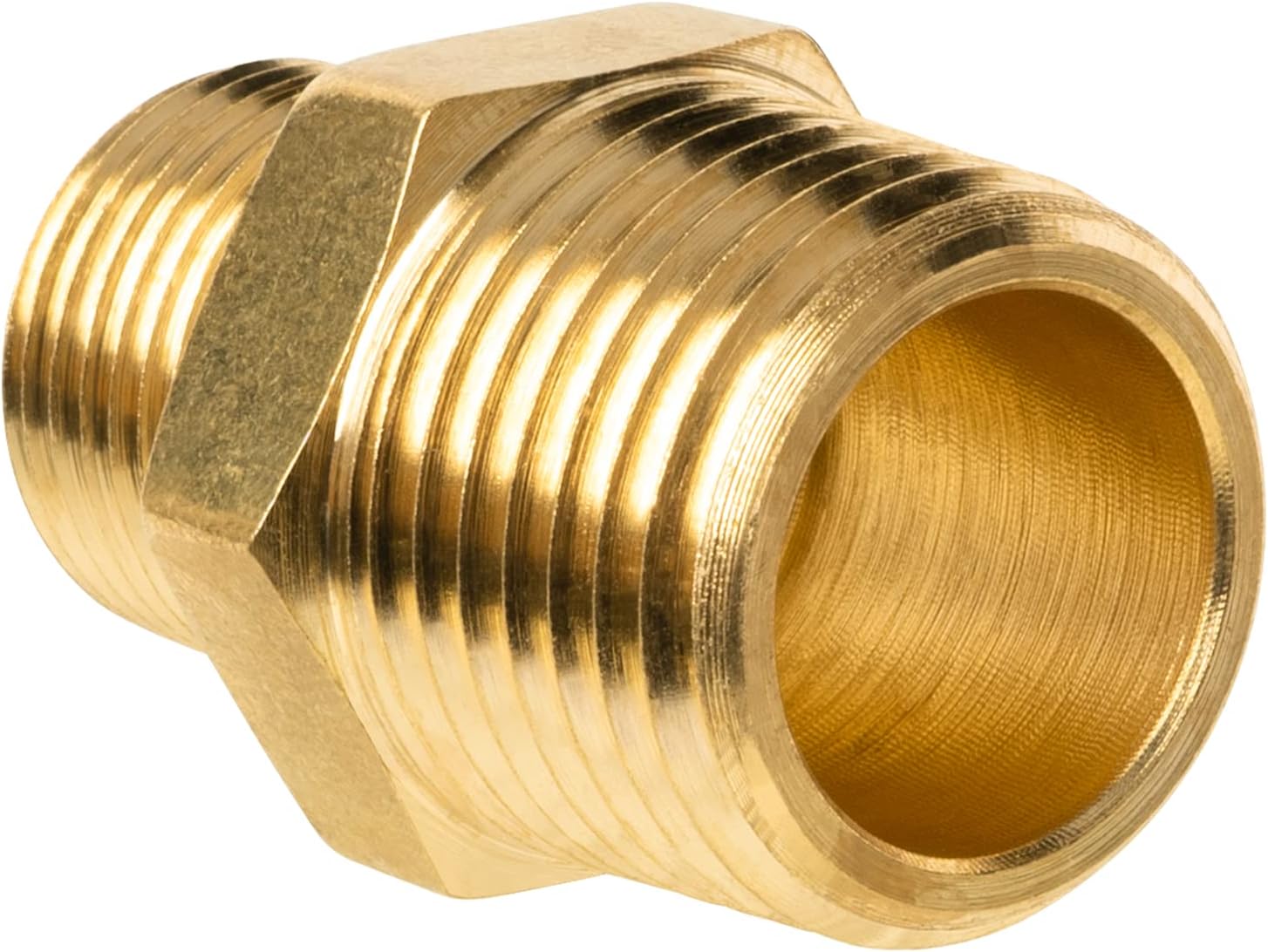 Pipe Fittings, Hex Reducing Nipple, Lead-Free Brass, 1/2 X 3/8-In