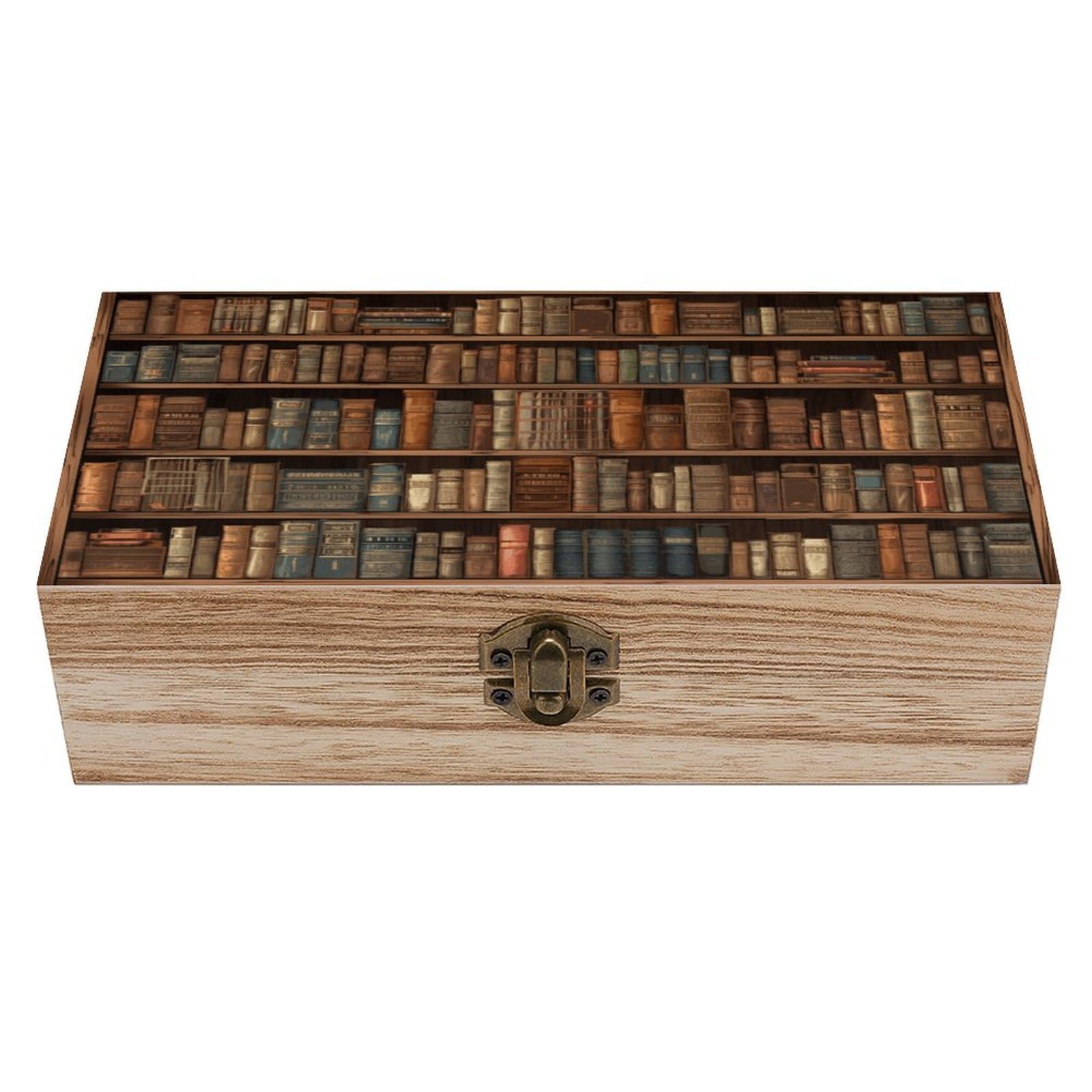 VstaDank Library Bookshelf Book Wooden Storage Box Decorative Jewelry Case with Lids Exquisite Wood Box Letters Gifts Acacia Wood Boxes Fashion Wooden Keepsake Boxes for Men Women