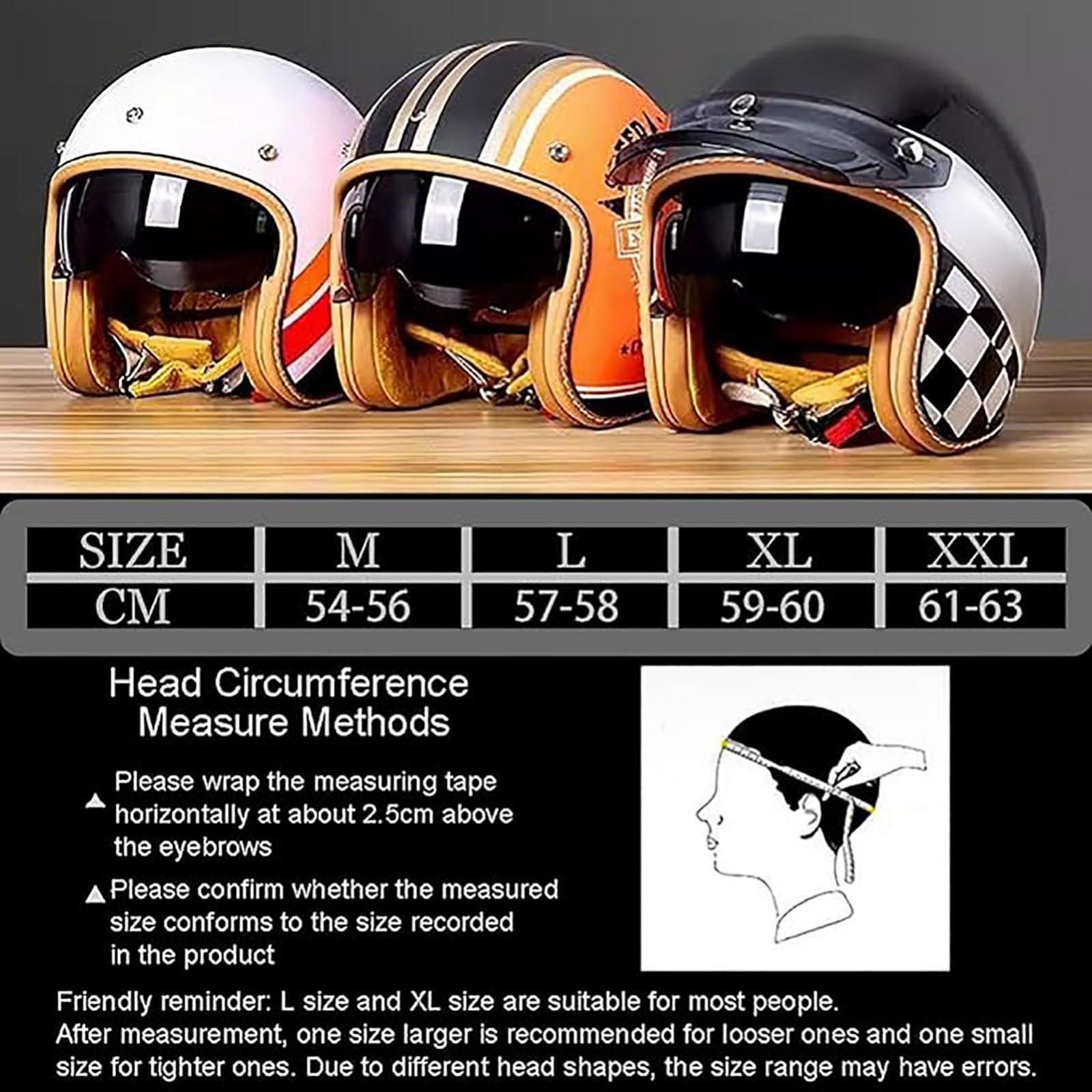 Casco Jet Retro ECE con Visiera Solare per Cafe Racer Cruiser Uomo Donna