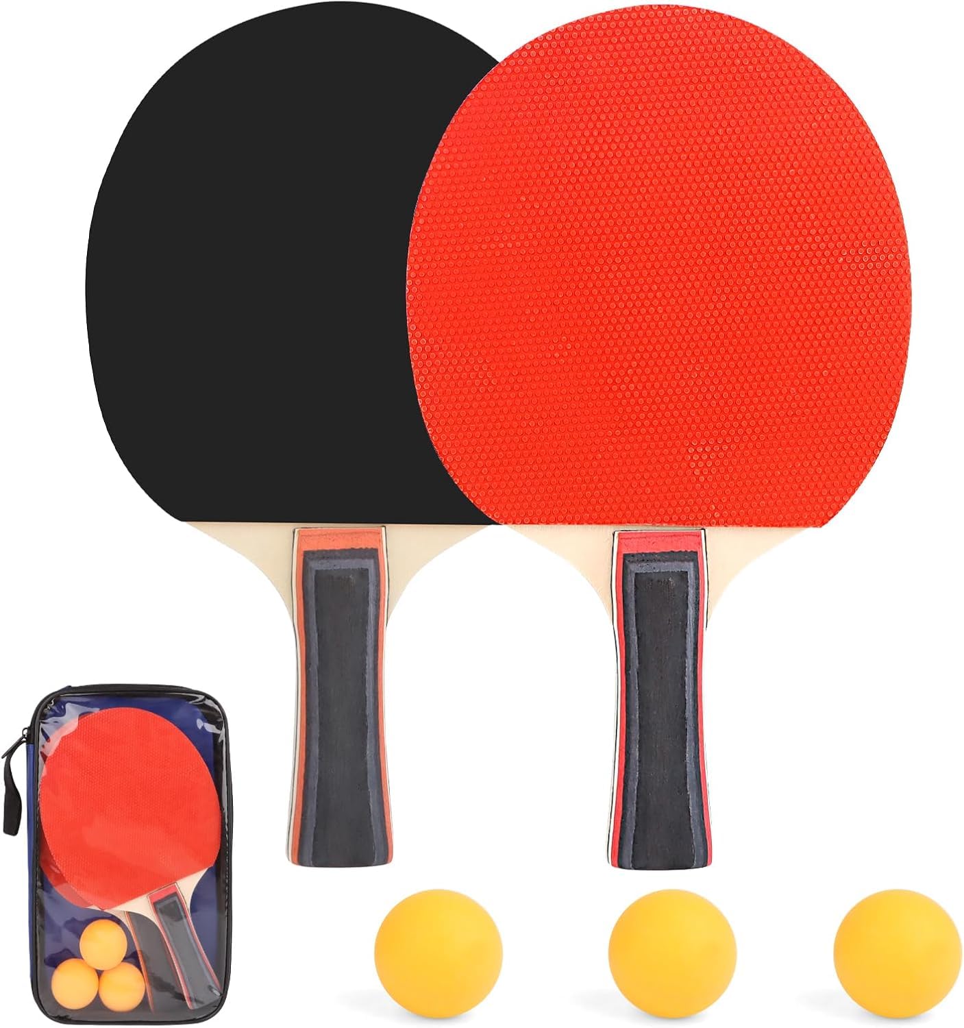 Juego de Tenis de Mesa,Juego de Raquetas de Ping Pong,Calidad Profesional para Ocio y Entrenamiento,Incluir 2 Raquetas de Ping Pong 3 Pelotas Y 1 Bolsa Ideal para Aficionados Principiantes