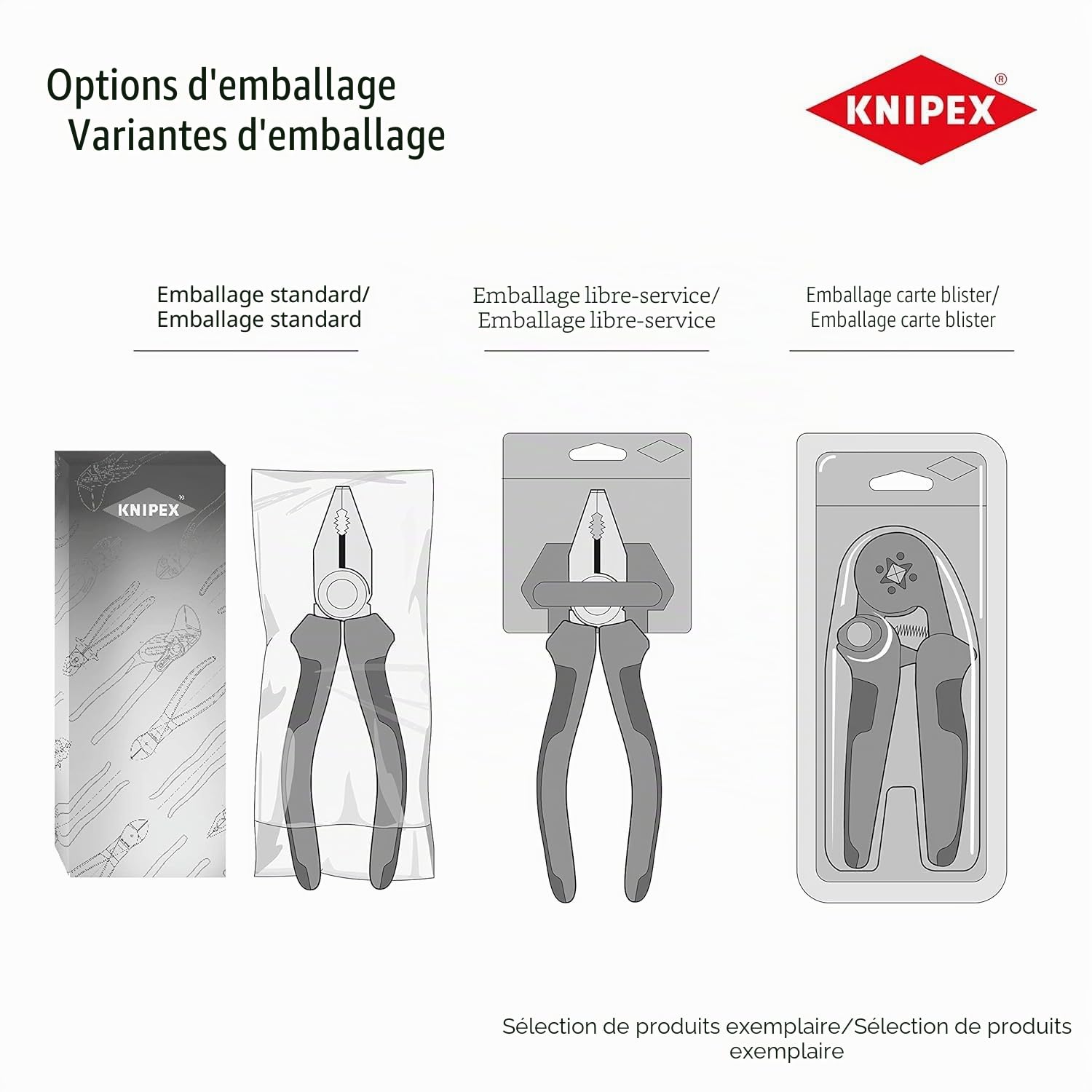Knipex Pince Circlips - Alésage:122-300mm - Pointes:3,5mm, Droites-Longueur : 570 mm - Avec système de blocage, Pointes interchangeables, Époxy noir, 44 10 J5