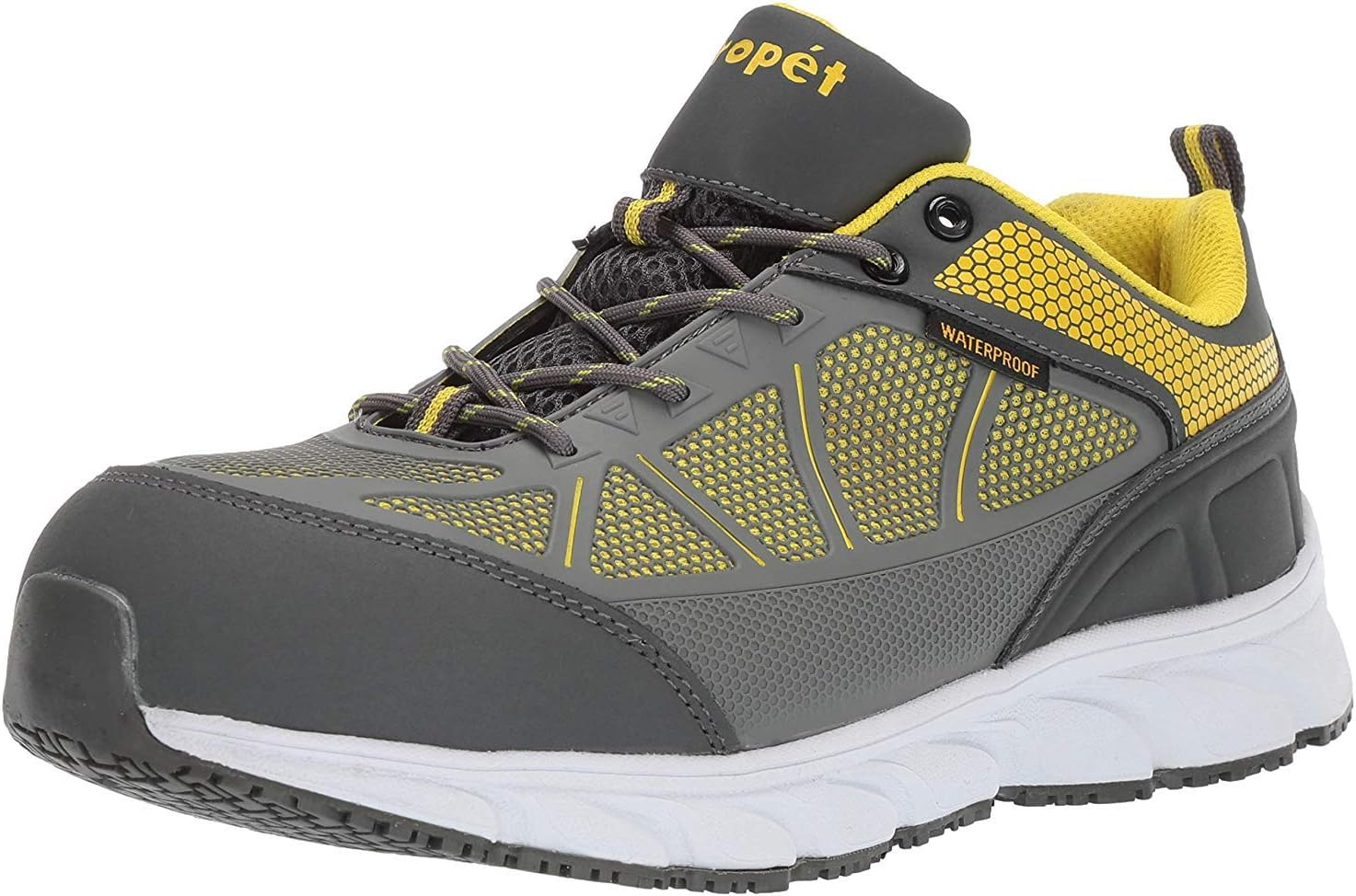 Propét Men's Seeley Obsolete Construction Boot, Grey/Yellow, 9