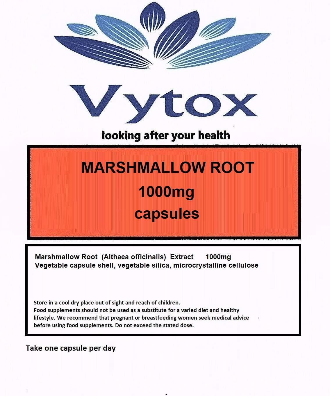 Organic Marshmallow Root 1000mg 120 Capsules Acid Reflux, Stomach