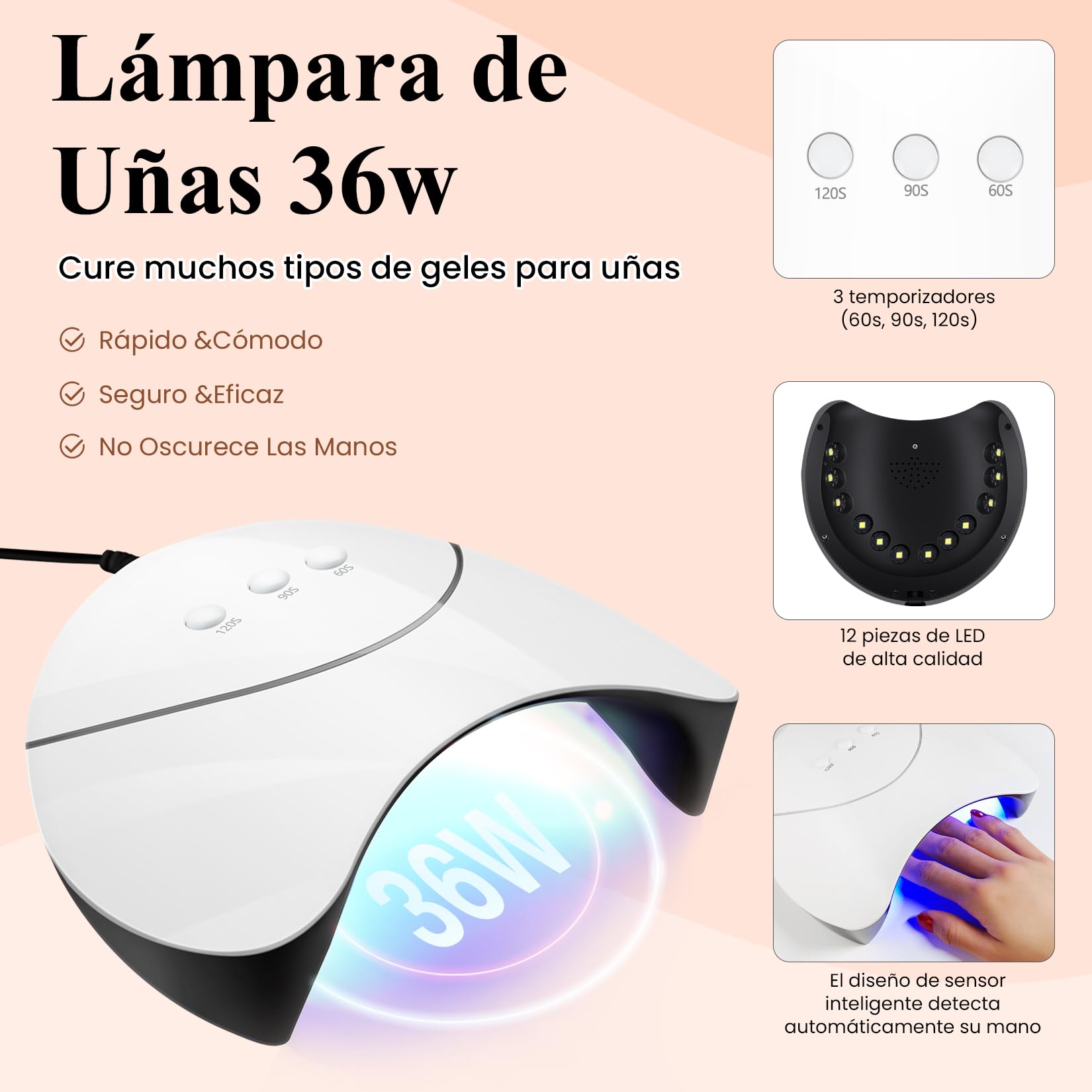 Phoenixy Gel de Extensión de Uñas Completo Set, 8 Colores 15 ML Kit Uñas de Gel con 36W U V/LED Lámpara, Base Top Coat Brillante y Mate Regalos de Nail Art para Principiantes