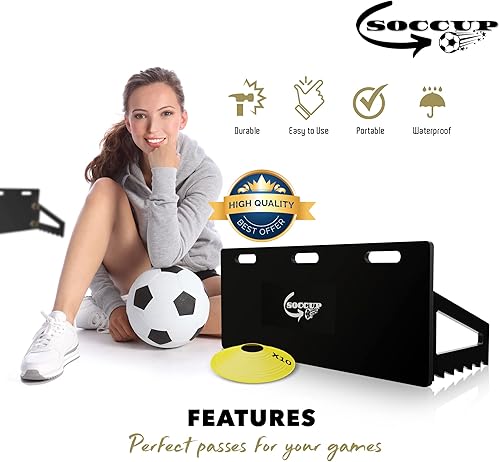 Miniatura 2 de SOCCUP Tabla de rebote de fútbol, equipo de entrenamiento de fútbol, entrenador de fútbol portátil para niños y adultos, adecuado para práctica de