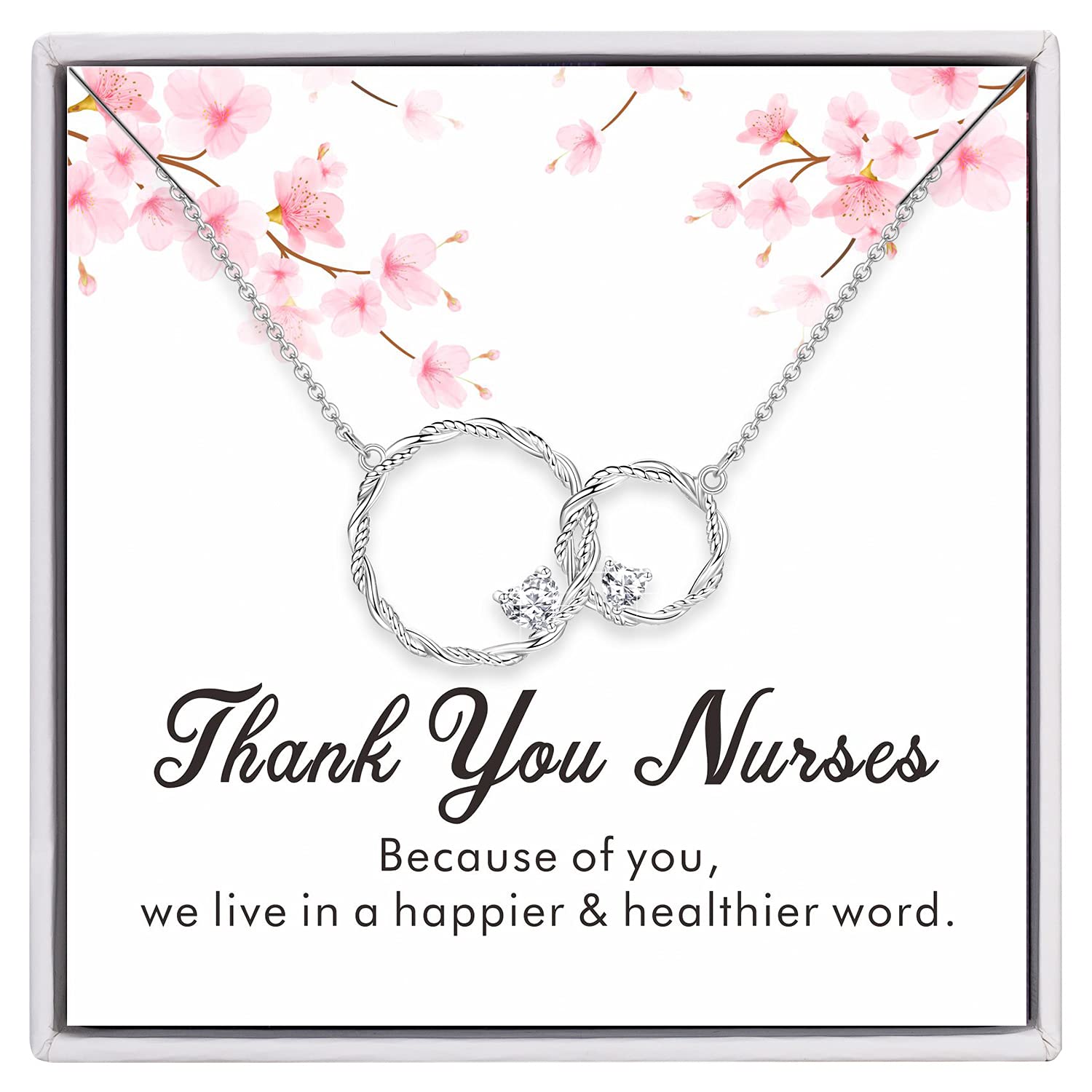 AM ANNIS MUNNNurse Gifts For Women, 925 Sterling Silver Necklace for Womens Necklaces Gifts for Nurses Interlocking Circles Necklace Best Nurses Gifts for Christmas