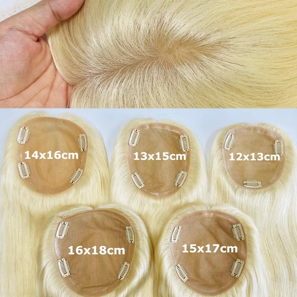 Mono Clip Suplement dla kobiet, przerzedzone ludzkie włosy, bez grzywki, jedwabiste gładkie włosy, kolor blond, 613#. dla kobiet Uroczy (18 cali, 12 x 13 cm)